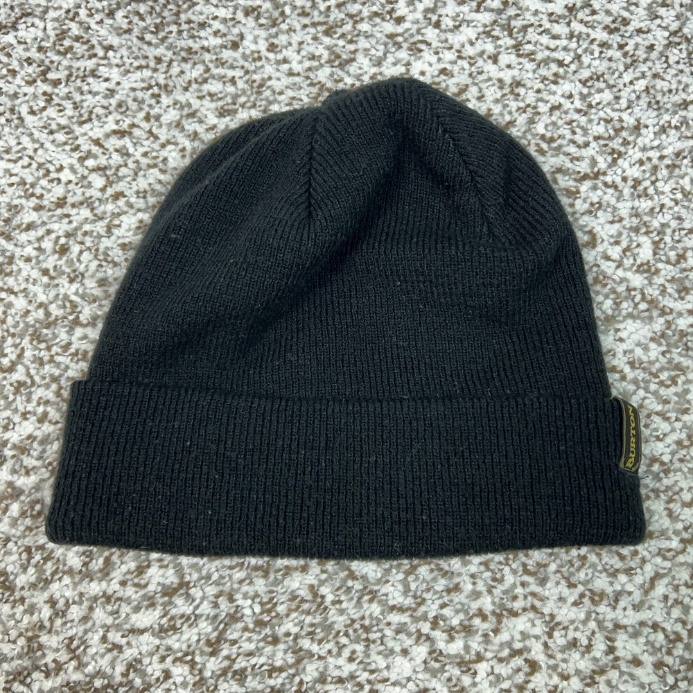 Burton Hat Beanie Mens One Size Black Knit Logo Winter Ski Snowboard‎ Sports
